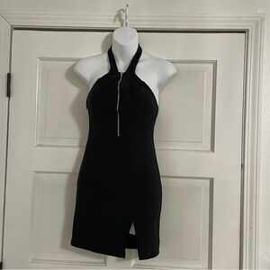 Superdown Black Zipper‎ Front Mini Dress
